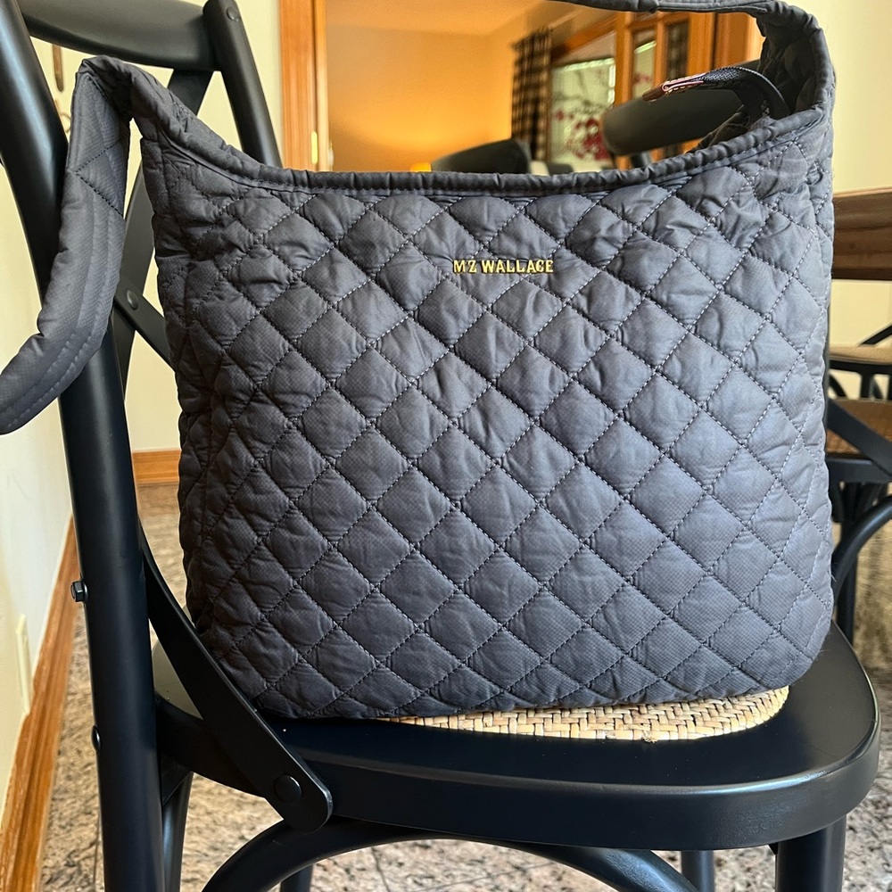 MZ Wallace Charcoal Quilted Shoulder Bag